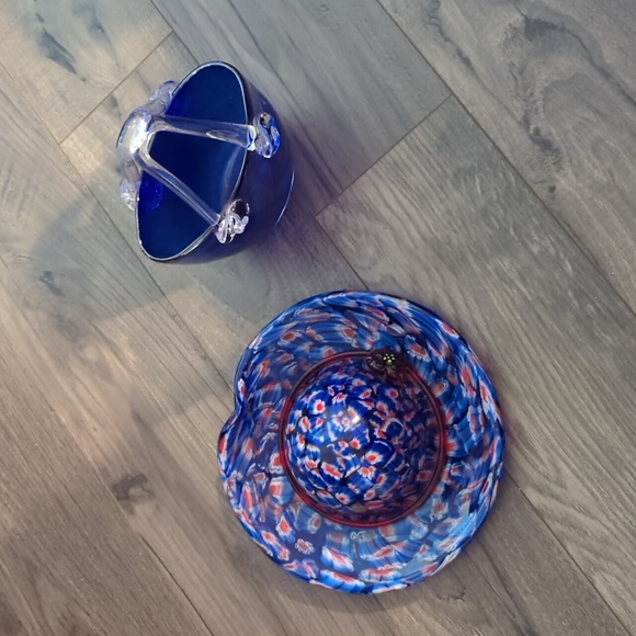 Murano Millefio Italian Art Blown Glass Hat 8x8 & Handbag 8x6 Set - Picture 7 of 16